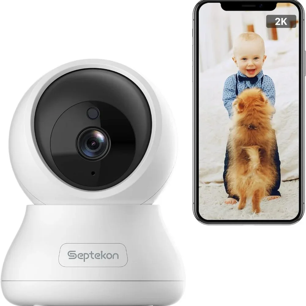 NEW-Indoor Security Camera 2K, 360° Pan Tilt, Night Vision, Motion Detection